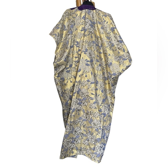 LUXURY CONSTANTINOPLE V Neck Floral Embellished Silk Maxi Dress Kaftan - Picture 4 of 15